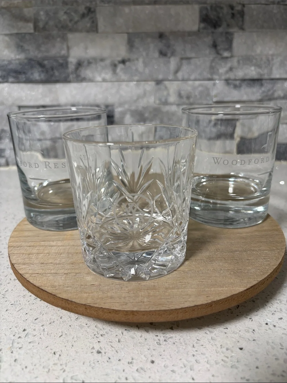 Woodford Reserve Glass Bourbon Whiskey   Lowball On The Rocks Glasses Set of 3